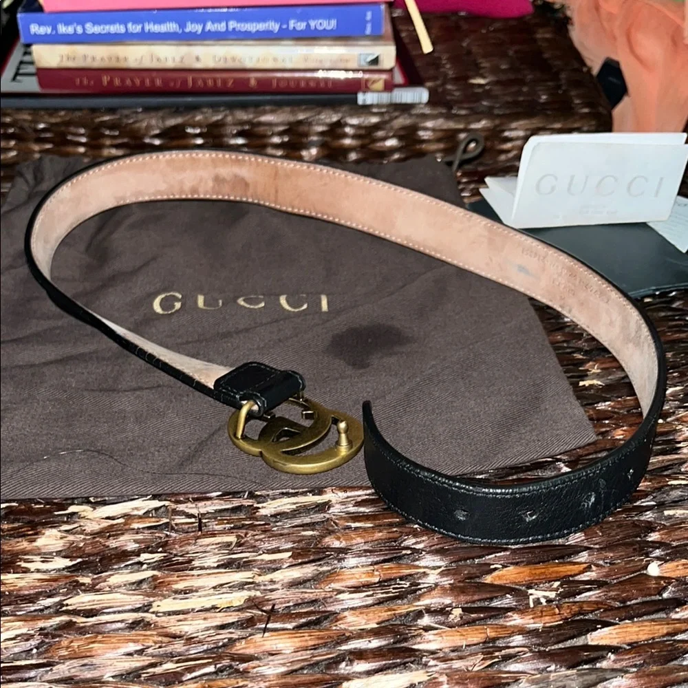 Gucci Black and Gold Belt with Iconic GG Buckle (Boys)